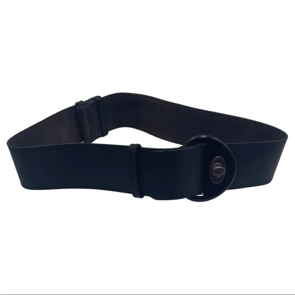 STEVE MADDEN black leather adjustable length belt